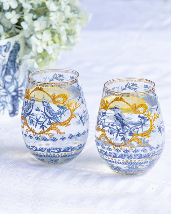 GLASS TUMBLER SET LARGE PIECES OF POETRY - SET OF 2 GLASSES