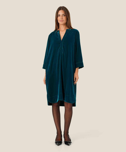 NOKOLO VELVET DRESS - REFLECT POND