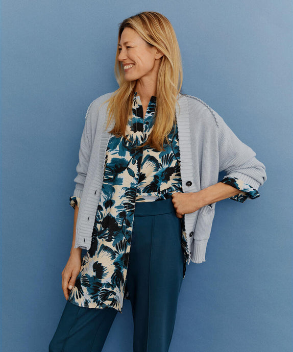 LANDON CARDIGAN - BLUE FOG
