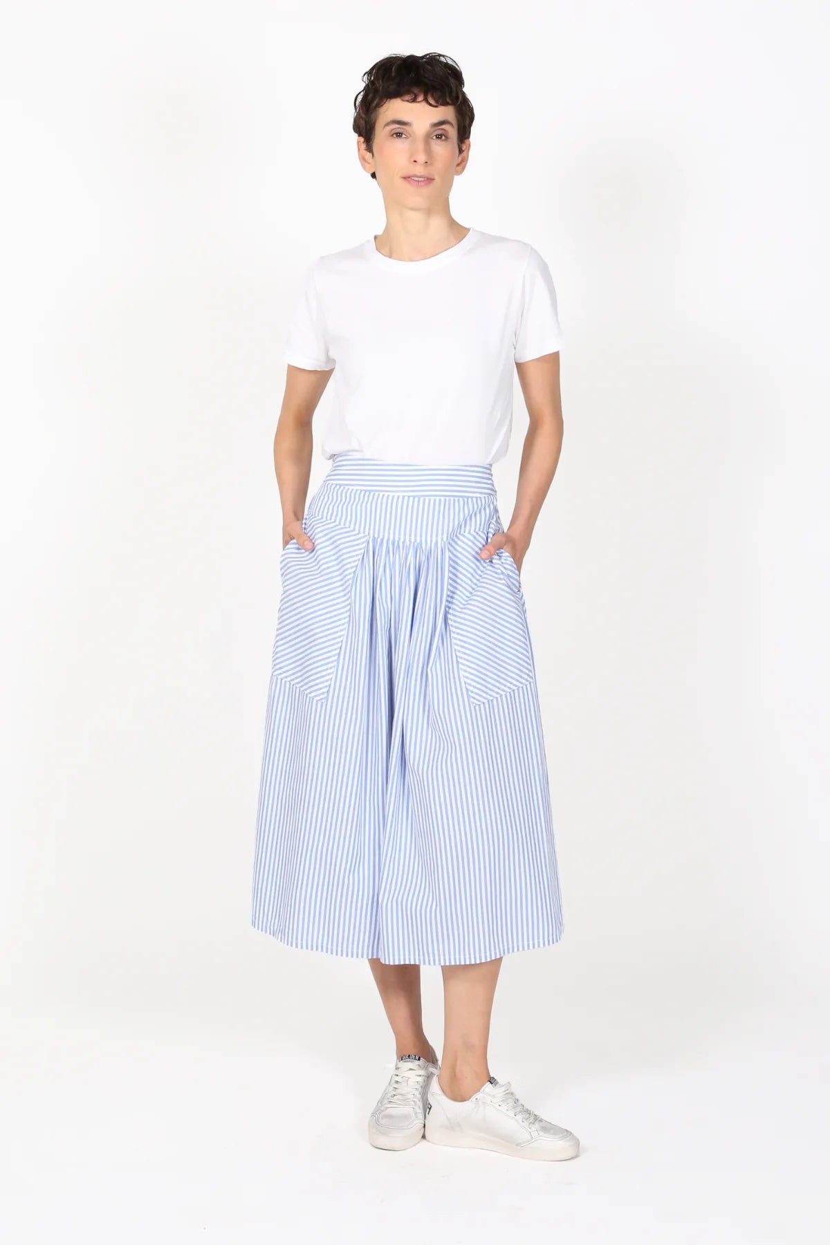 RAYA STRIPED SKIRT - LIGHT BLUE