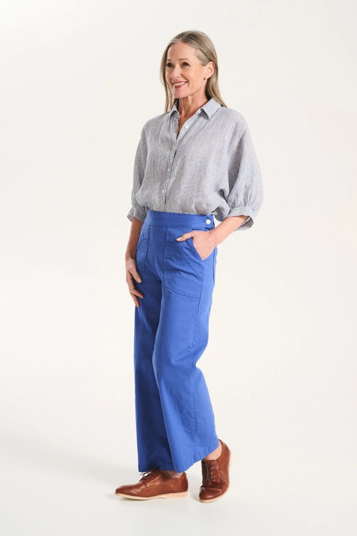 PEGGY FINA PANTS - BLUE COTTON