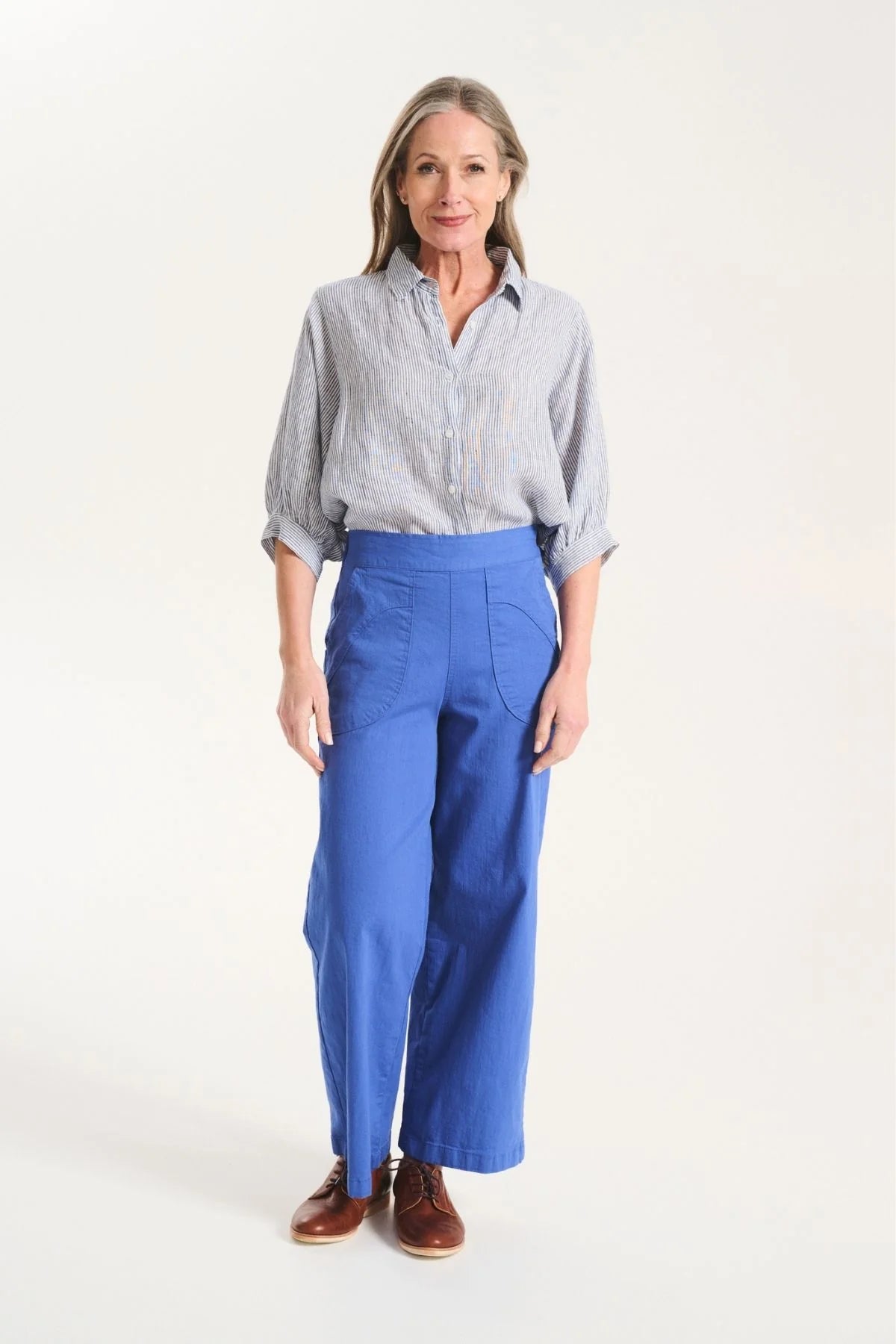 PEGGY FINA PANTS - BLUE COTTON