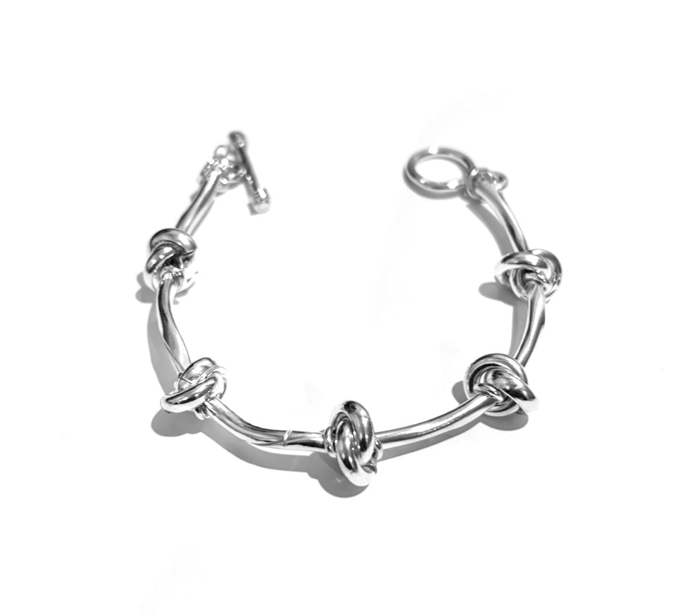 SAMADHI STERLING SILVER TWISTED TUBE & RING BRACELET