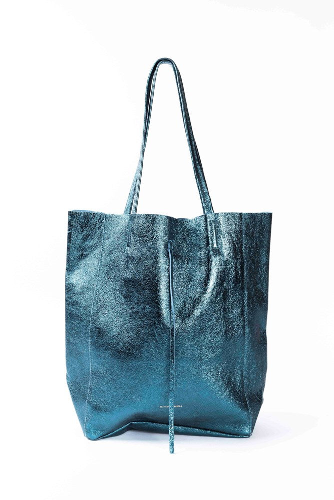 METALLIC LARGE TOTE - EMERALD