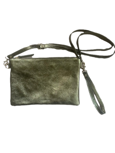 CROSS BODY/CLUTCH  METALLIC BAG - KHAKI