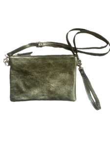 CROSS BODY/CLUTCH  METALLIC BAG - KHAKI