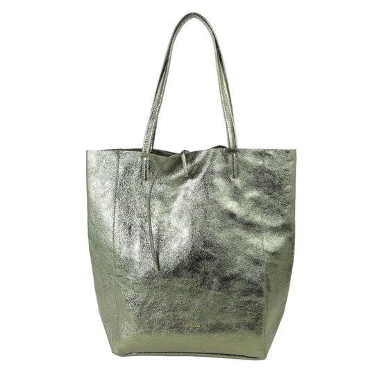 METALLIC LARGE TOTE - KHAKI
