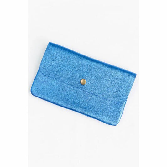 METALLIC CLUTCH CROSS BODY BAG - ELECTRIC BLUE
