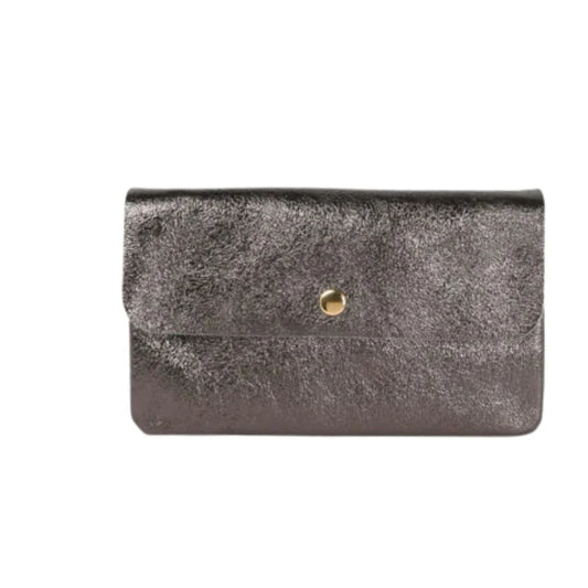 METALLIC CROSS BODY TOTE - GREY