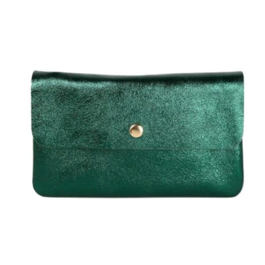 METALLIC CROSS BODY TOTE - GREEN