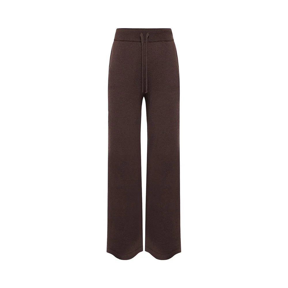 NINA KNIT TROUSER - DARK BROWN