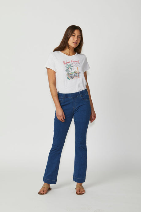 OLYMPIA PULL ON JEANS - DENIM
