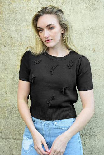 BOW-DELICIOUS TOP - BLACK