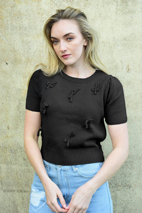 BOW-DELICIOUS TOP - BLACK