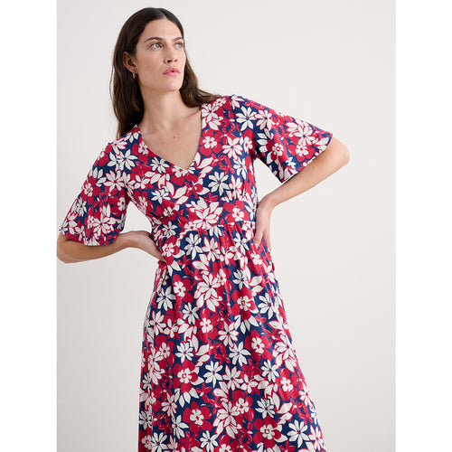 CHATEAUX DRESS (HALF SLEEVE) - SEASHORE FLORAL YACHT