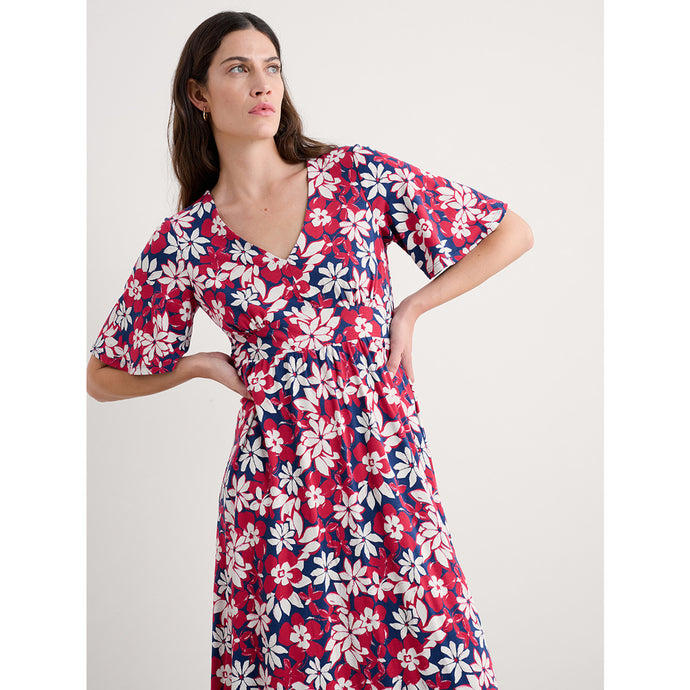 CHATEAUX DRESS (HALF SLEEVE) - SEASHORE FLORAL YACHT