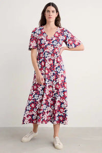 CHATEAUX DRESS (HALF SLEEVE) - SEASHORE FLORAL YACHT