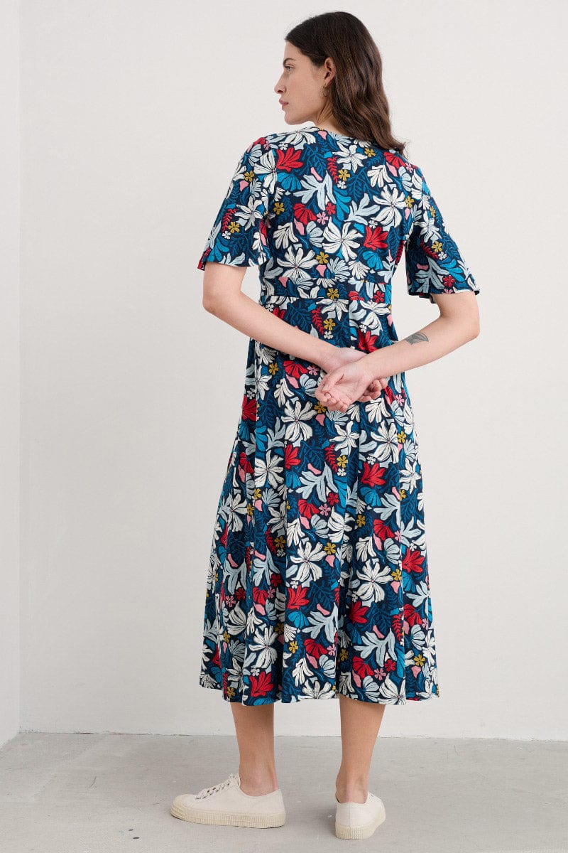 CHATEAUX DRESS (HALF SLEEVE) - SEAWEED FLOWER MARITIME