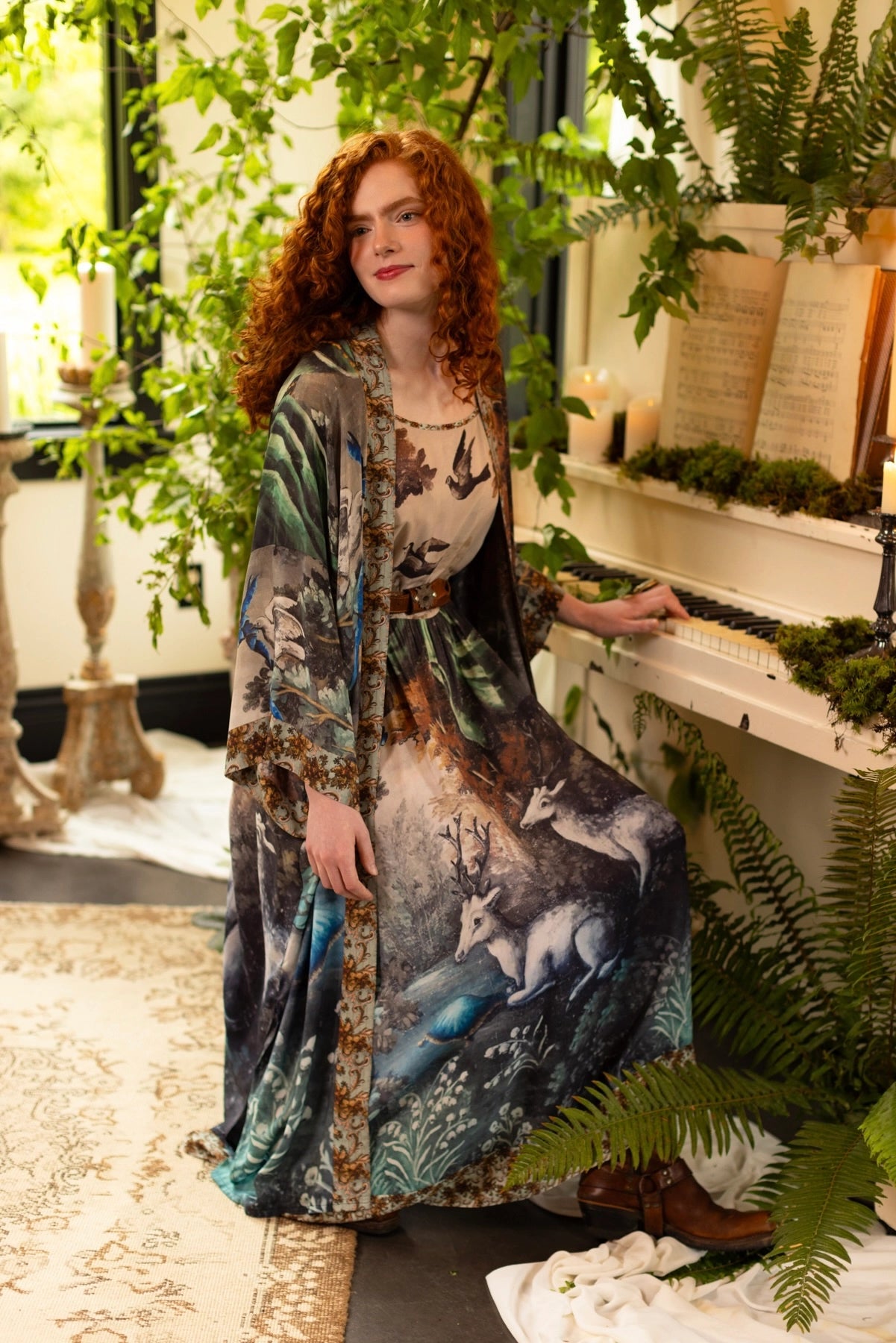 BOHÈME SLIP DRESS WITH DEER
