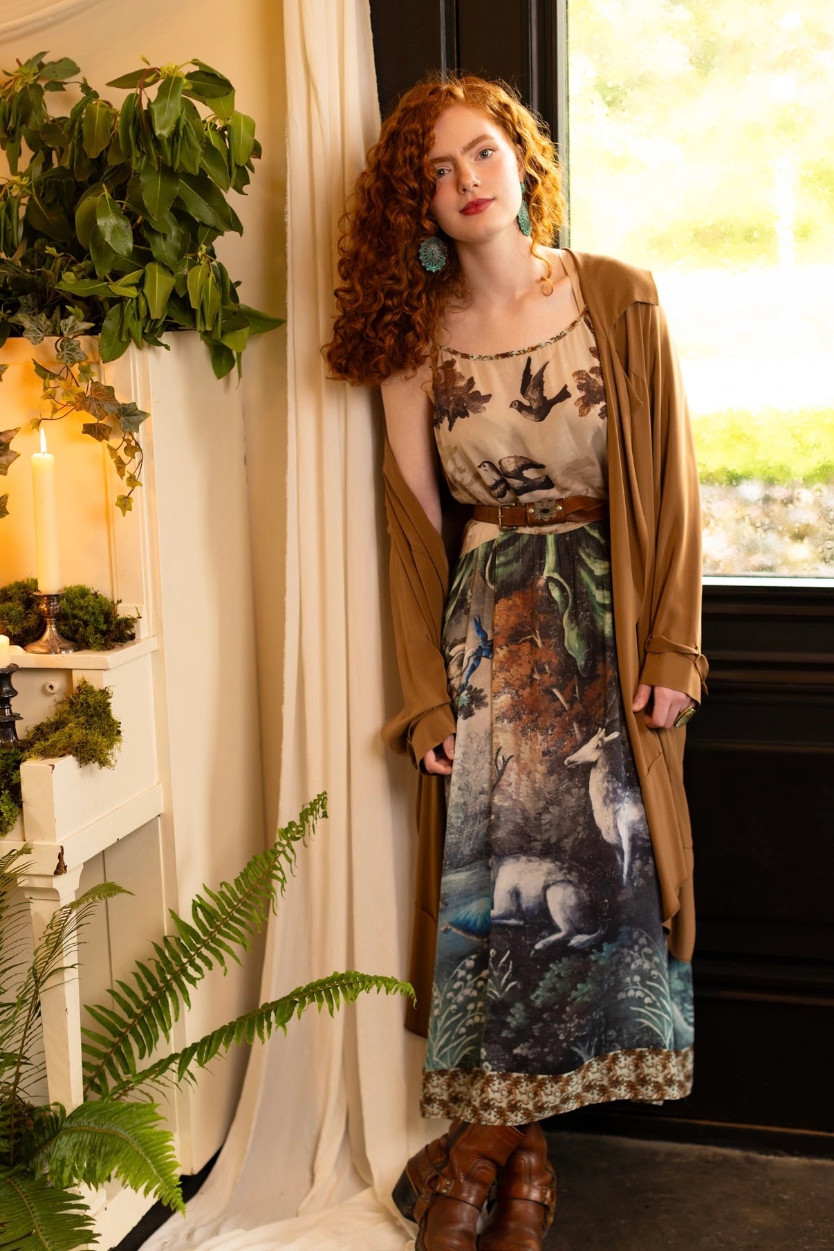 BOHÈME SLIP DRESS WITH DEER