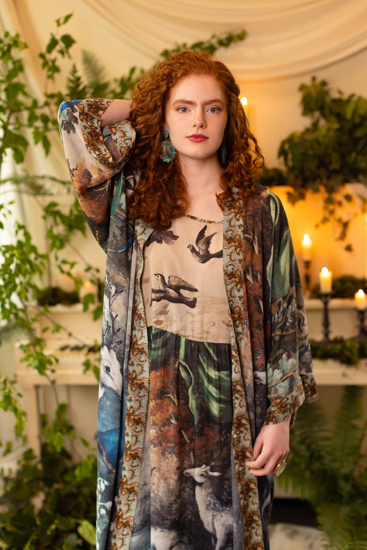 BOHÈME SLIP DRESS WITH DEER