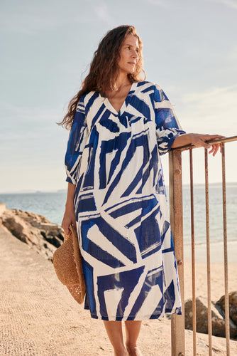 EARTHS COLOURS DRESS - HARBOUR SAILS CHALK