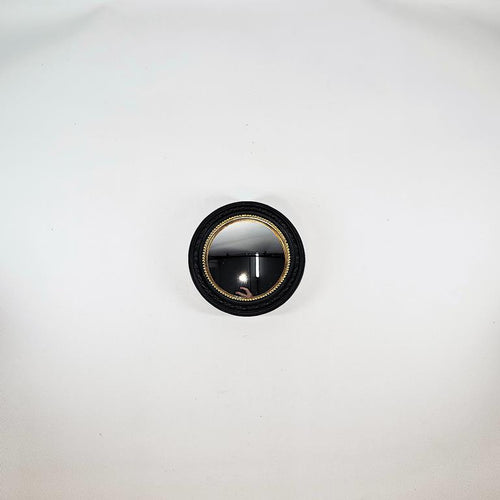 SMALL CONVEX MIRROR - BLACK WITH GOLD BEADING