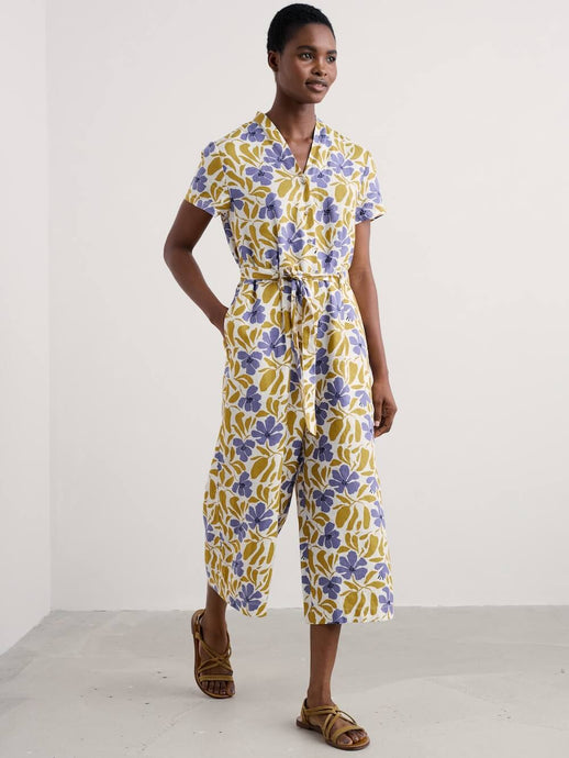 TREEN COVE JUMPSUIT - LEAFY FLORAL CHALK PEAR