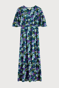 CHATEAUX DRESS (HALF-SLEEVE) - CRAYON FLORAL DARK DRIFT
