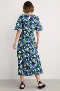 CHATEAUX DRESS (HALF-SLEEVE) - CRAYON FLORAL DARK DRIFT