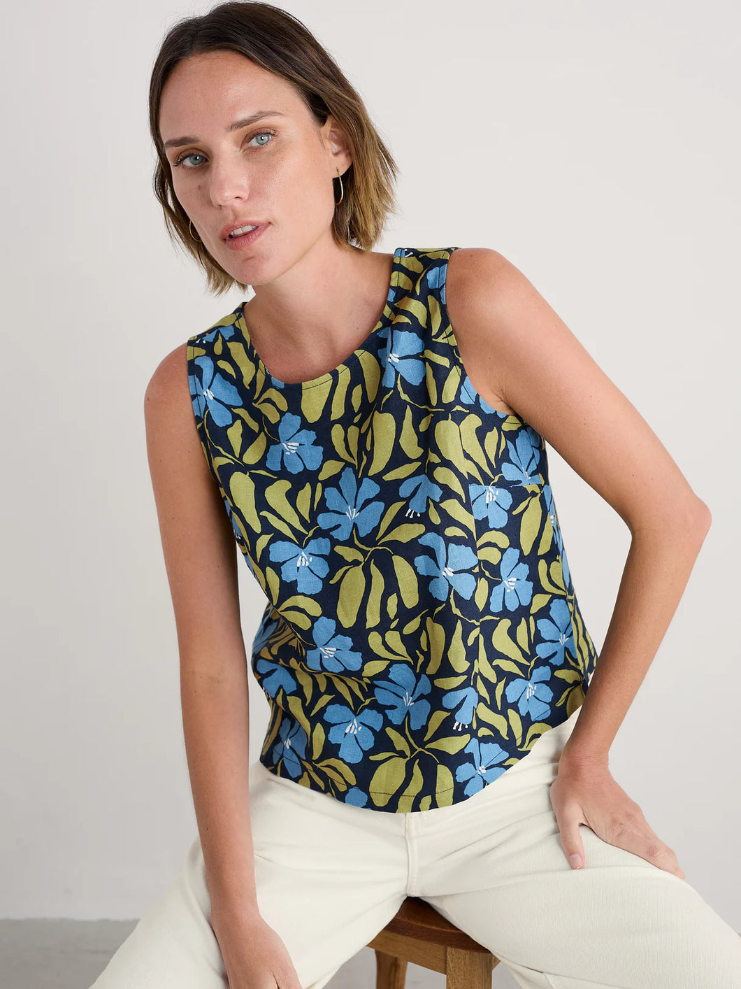 COLOUR STUDY TOP - LEAFY FLORAL MARITIME