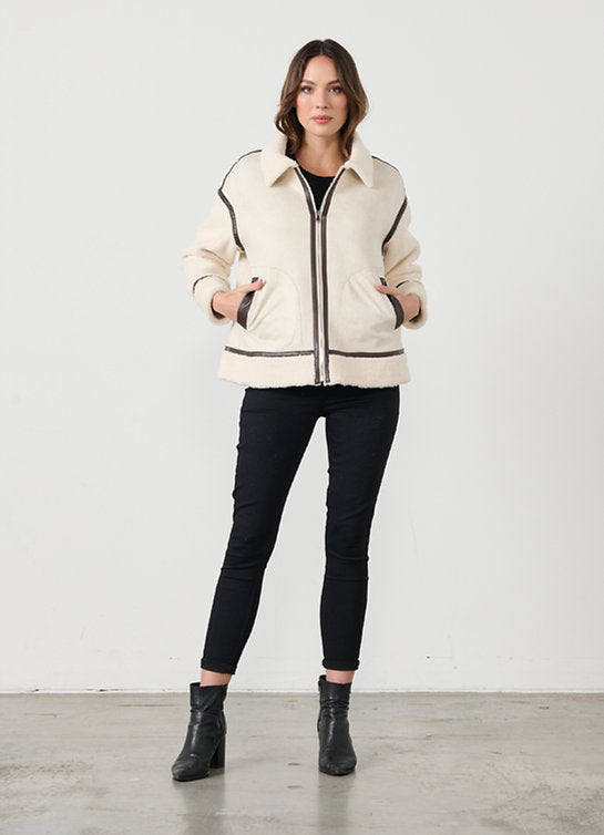 FAUX SUEDE & SHERPA JACKET
