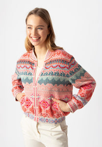 BOMBER JACKET - MOROCCO PATTERN - CORAL