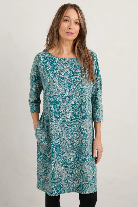 ROLLING SEA DRESS - DOT CONTOURS ATLANTIC