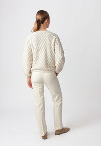 SOLID CARDIGAN - STRUCTURE PATTERN - OFF WHITE