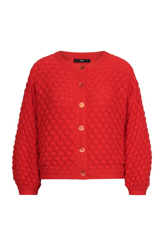SOLID CARDIGAN - STRUCTURE PATTERN - CINNABAR