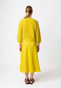 SOLID CARDIGAN - STRUCTURE PATTERN - YELLOW