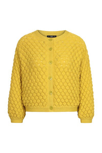 SOLID CARDIGAN - STRUCTURE PATTERN - YELLOW