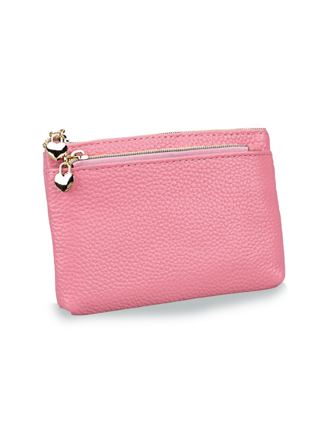 SMALL LEATHER PURSE WITH HEART ZIP