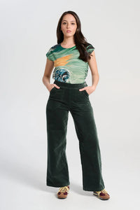 PEGGY PARIS LONG PANTS - SOFT VELVET - FOREST GREEN