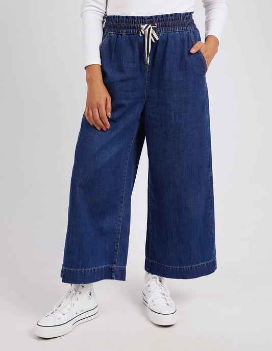 GRETA WIDE LEG PANT - MID BLUE WASH