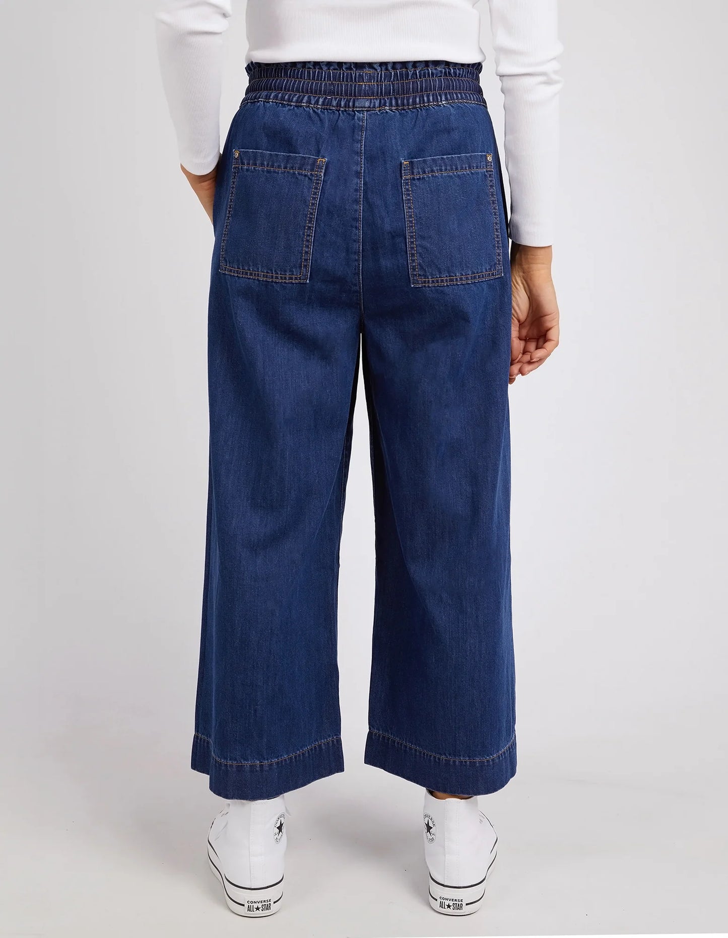 GRETA WIDE LEG PANT - MID BLUE WASH
