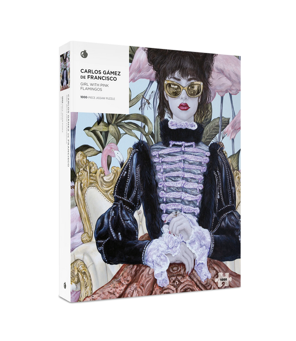 1000 PIECE JIGSAW PUZZLE - GIRL WITH PINK FLAMINGOS