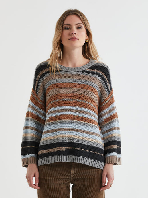 MULTI STRIPE JUMPER - MIDGREY