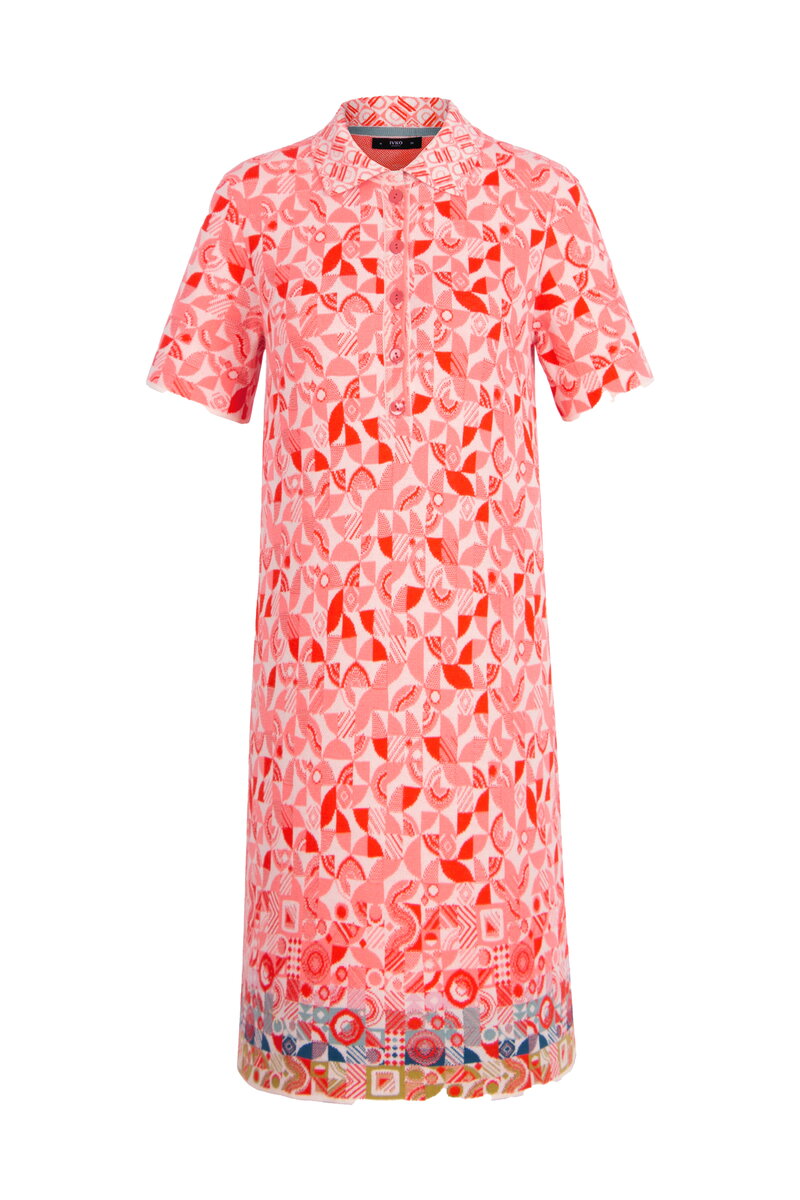 KNITTED DRESS - MIX&MATCH PATTERN - CORAL