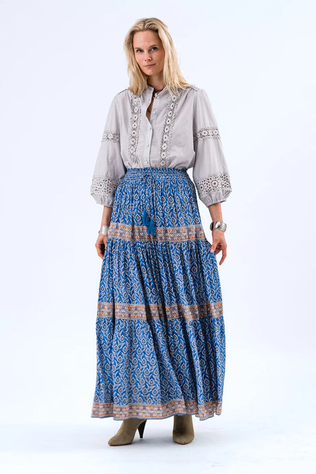 DIAMOND MAXI SKIRT - BLUE