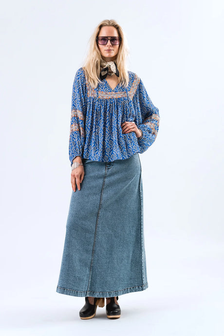 TEEL BLOUSE LONG SLEEVE - BLUE