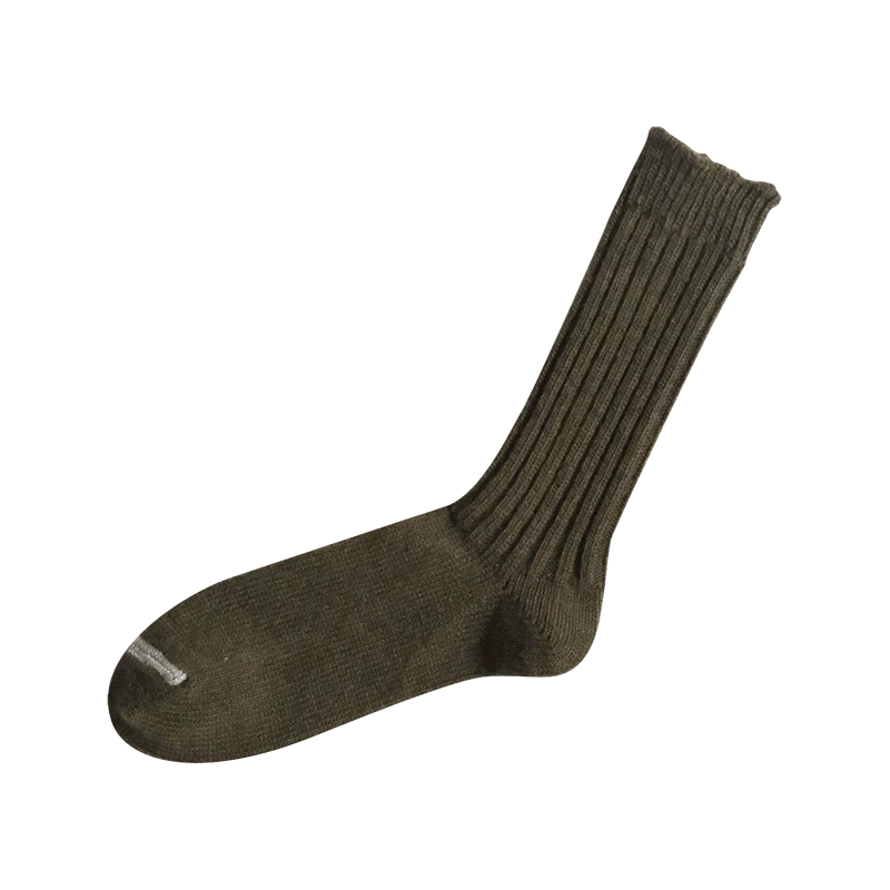 NISHIGUCHI KUTUSHITA PRAHA WOOL RIBBED SOCKS - KHAKI