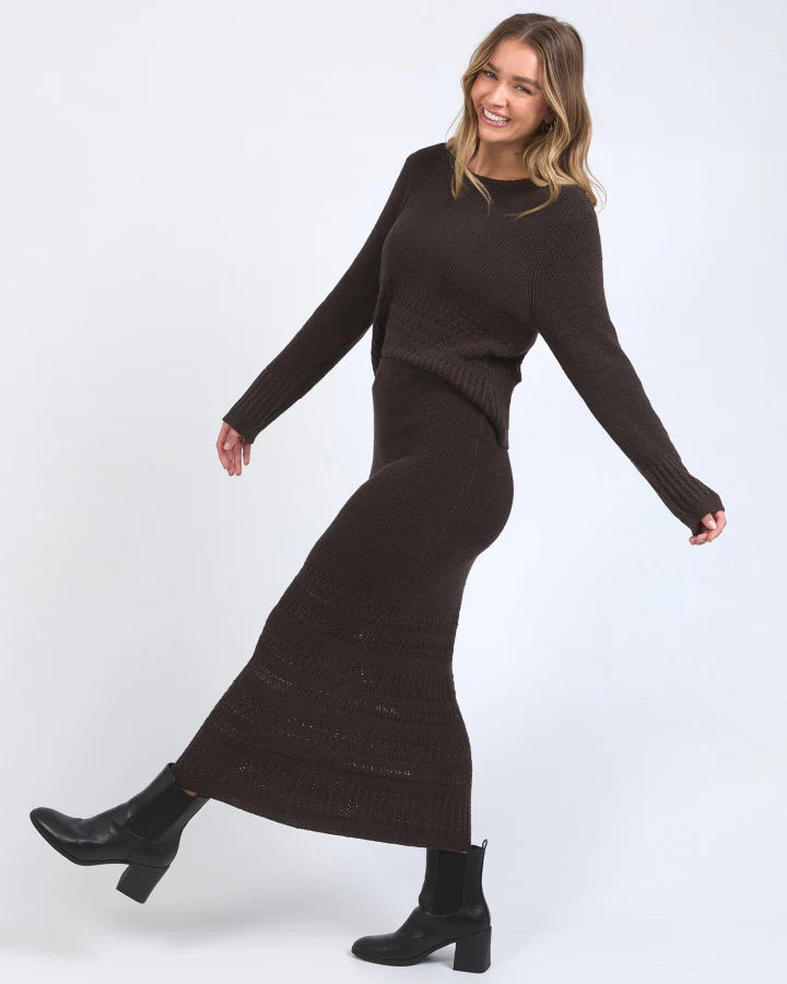 ELKA KNIT SKIRT - CHOCOLATE