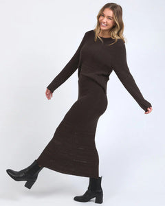ELKA KNIT SKIRT - CHOCOLATE